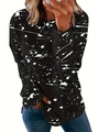 Camiseta negra de manga larga para mujer con estampado de grafiti blanco urbano - 1XL / Negro