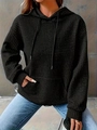 Sweat à capuche noir pour femme avec texture gaufrée et cordon de serrage chic - 1XL / Noir