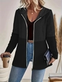 Détails de la veste noire à capuche avec patchwork texturé et fermeture éclair contrastée - 1XL / Noir