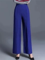 Pantaloni a gamba larga blu reale a vita alta da donna con piega frontale e drappeggio - S / Blu Reale