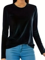 Slim fit women's long sleeve black t-shirt with silky texture and round neck design - S / Black