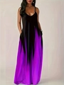 Elegantes langes Maxikleid mit lila Farbverlauf, Spaghettiträgern und Seitentaschen - 1XL / Lila