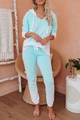 Women's gradient knit loungewear set featuring blue tie-dye hoodie and matching joggers - S / Blue White Gradient (1088-2)