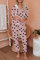Pink tie-dye lounge set with heart print featuring drawstring hoodie and jogger pants - S / Pink Black Heart (1088-6)