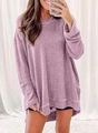 Dettaglio della trama in maglia a nido d'ape lavanda e dell'orlo con spacco sulla maglia - S / Viola Chiaro