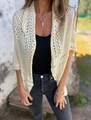 Dettaglio del cardigan beige in maglia traforata che mostra il crochet e la texture - S / Albicocca