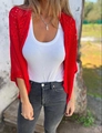 Dettaglio del cardigan rosso traforato che mostra la trama a maglia fine e la texture - S / Rosso