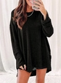 Dettaglio della trama a nido d'ape nera su questo top casual ampio e stile oversize - S / Nero
