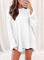 Top casual bianco in maglia a nido d'ape a maniche lunghe con spacchi laterali - S / Bianco