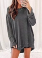 Top oversize grigio scuro in maglia a nido d'ape con orlo irregolare a spacco - S / grigio scuro