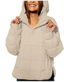 Women's beige quilted hoodie pullover with oversized pocket and loose-fit design - Off White