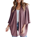 Damen Strickjacke mit Waffelstruktur in Altrosa mit lockeren Fledermausärmeln - S / Lila