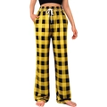 Women's yellow and black buffalo plaid lounge pants with elastic drawstring waist - S / Yellow