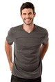 Men's V-neck charcoal grey kangaroo pouch t-shirt with detailed seam stitching - S / Short Sleeve T-shirt / Gray (Men's Short Sleeve)