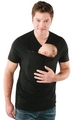 Men's black kangaroo dad t-shirt with large baby carrier pocket and soft cotton blend - S / Short Sleeve T-shirt / Black (Men's Short Sleeve)