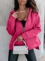 Vibrant rose pink zip-up hoodie for women with gold ring zipper and side slit hem - S / Rose Red