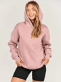 Detail of rose pink oversized hoodie showing ribbed cuffs and premium fabric texture - Pink