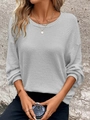 Dettaglio del tessuto a nido d'ape grigio con scollo a girocollo e spalle scese casual - XL / Top / Grigio