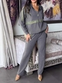 Survêtement gris pour femme avec rayures pailletées olive et veste à capuche - S / Gris