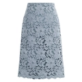 Elegante gonna a tubino in pizzo azzurro a vita alta con dettagli ricamati floreali - M / Azzurro