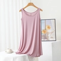 Sleeveless modal maxi dress in dusty rose featuring a loose fit and elegant round neck - Light Pink