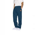 Men's navy blue casual sports joggers featuring an orange side label and drawstring waist - Dark Blue