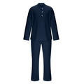 Dettaglio completo da uomo blu scuro in cotone e lino con colletto alla coreana - S / Blu scuro
