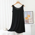 Classic black sleeveless modal maxi dress with loose fit and smooth draped fabric finish - Black
