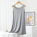 Women's loose modal sleeveless dress in grey marl fabric with a casual round neck - Light Gray