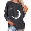 Detail van donkergrijs gewassen sweatshirt met witte maan- en skeletgrafische print - Donkergrijs 631x / S
