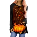 Women's Gothic Halloween raglan long sleeve T-shirt featuring pumpkin and witch hat print - S / Witch & Pumpkin Style