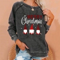 Women's dark grey Christmas gnomes sweatshirt with MERRY Christmas festive graphic print - 3XL / Tops / Dark Gray (840X)