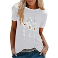 Detail of daisy flowers and butterflies print with faith hope love text on white T-shirt - 3XL / Top (Daisy Style 1250X) / White