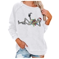 White Christmas sweatshirt featuring a festive skeleton with colorful holiday lights print - 3XL / White Relaxing Skeleton (725X)