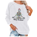 White Christmas sweatshirt featuring a skeleton with lights and Merry Christmas text - 3XL / White Yoga Skeleton (726X)