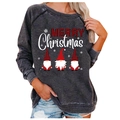 Dark grey crew neck Christmas sweatshirt with three holiday gnomes and Merry Christmas print - 3XL / Deep Gray Merry Christmas Text (821X)