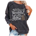 Dark gray washed Christmas sweatshirt with wonderful time typography and leopard trees - 3XL / Tops / Deep Gray Leopard Christmas Tree (822X)