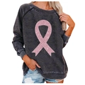 Detail van de roze glitterlint op de houtskool gewassen sweatshirt met ribboorden - S / donkergrijs