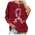 Sudadera burdeos de manga raglán con estampado de lazo contra el cáncer de mama - S / Burdeos