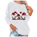 White Christmas gnome print sweatshirt for women with long sleeves and festive holiday pattern - 3XL / Tops / White Heart Balloon Gnomes (818X)