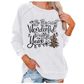 White loose sweatshirt featuring a leopard print Christmas tree and festive slogan - 3XL / Tops / White Most Wonderful Time of Year (822X)