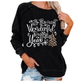 Women's black Christmas sweatshirt with leopard tree and festive holiday print - 3XL / Tops / Black Leopard Tree Slogan (822X)