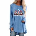 Détail du t-shirt bleu à manches raglan avec gnomes de Noël et texte Merry Christmas - S / Haut - Motif de Gnomes (2086) / Bleu