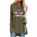 T-shirt ample à manches raglan gnomes de Noël en vert olive avec imprimé Merry Christmas - S / Haut - Motif de Gnomes (2086) / Kaki