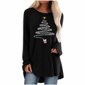 T-shirt noir ample à manches raglan pour femme avec imprimé sapin de Noël festif - S / Haut (2088) / Noir