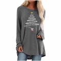 Gros plan sur l'imprimé de Noël d'un tee-shirt gris à manches raglan et ourlet arrondi - S / Hauts / Gris 2088