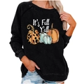 Women's black Halloween pumpkin graphic sweatshirt with It's Fall Y'all print - S / Tops / Black (2000)