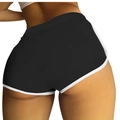 Women's black high-stretch yoga shorts with white contrast trim and butt-lifting design - S / Black