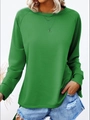 Elegant grass green raglan long sleeve sweatshirt with ribbed crew neck for women - S / Green