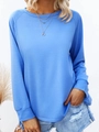 Elegante maglietta a maniche lunghe azzurra con maniche raglan e girocollo da donna - S / Blu